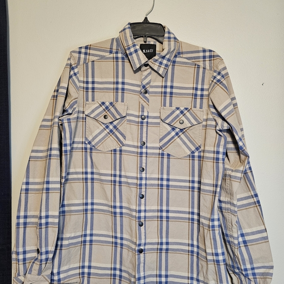 5.11 Tactical Other - 5.11 Tactical Series Plaid Long Sleeve Snap Shirt Men’s Small  Beige Blue